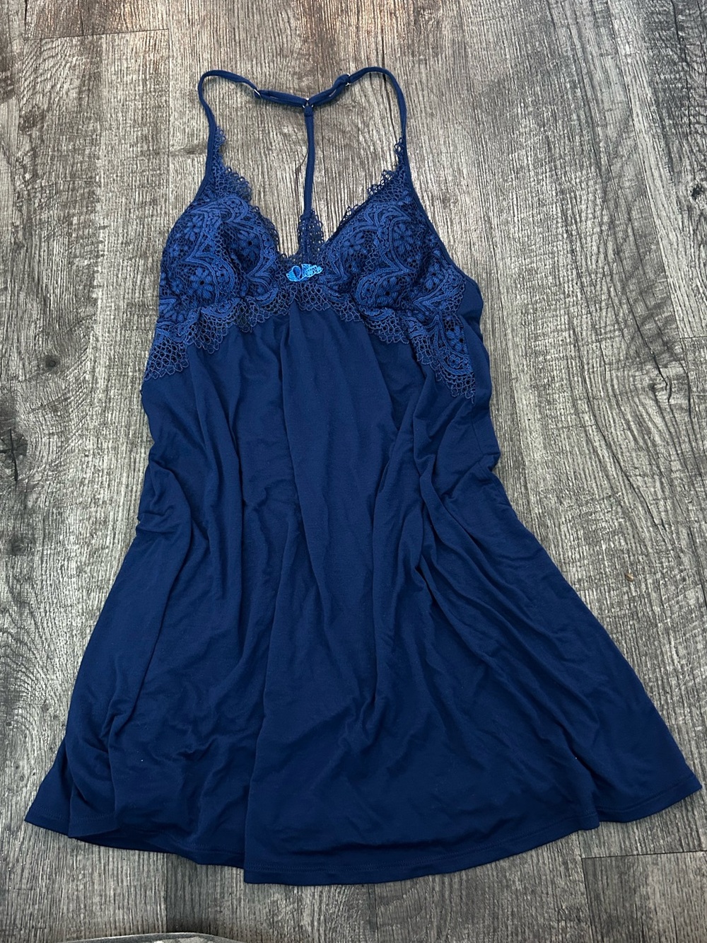 Victoria's Secret Dark Blue Lace-Trim Chemise